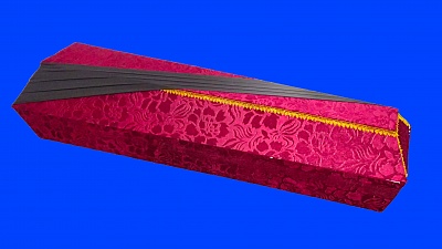 92022-1 Гроб "Восьмёрка" из ткани бархат с рисунком и ткани шелк с матрацем, стандарт