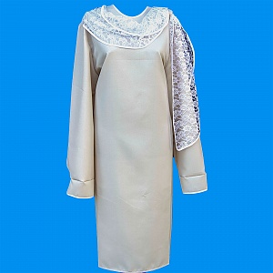37162 Платье "Амелия" из габард:ворот из гипюра , манжеты, косая бейка