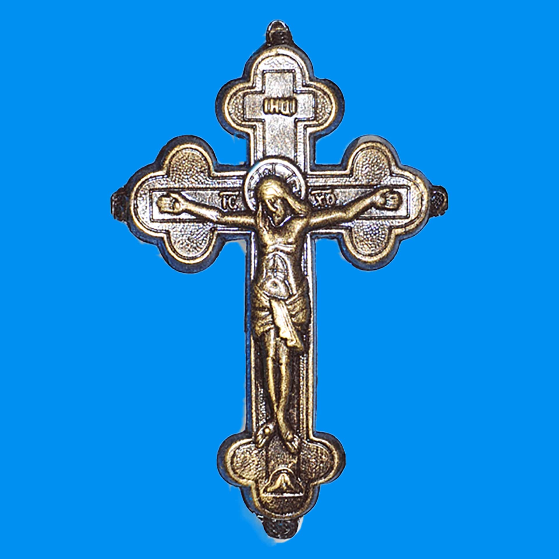 2634 Крест с распятием из фольги 150*220 мм. (1.03)