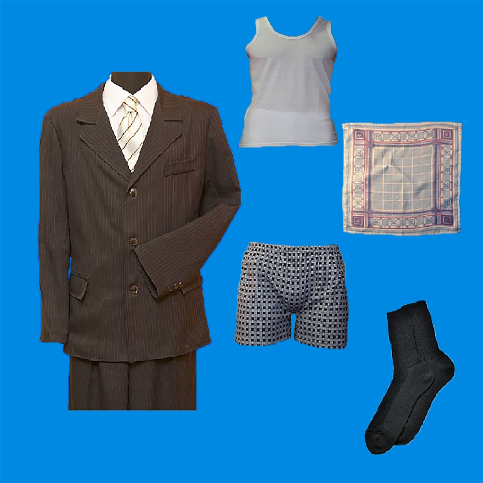 35751 Комплект мужской "Маэстро семипредметный" из костюмной ткани в тонкую полоску с подкладкой