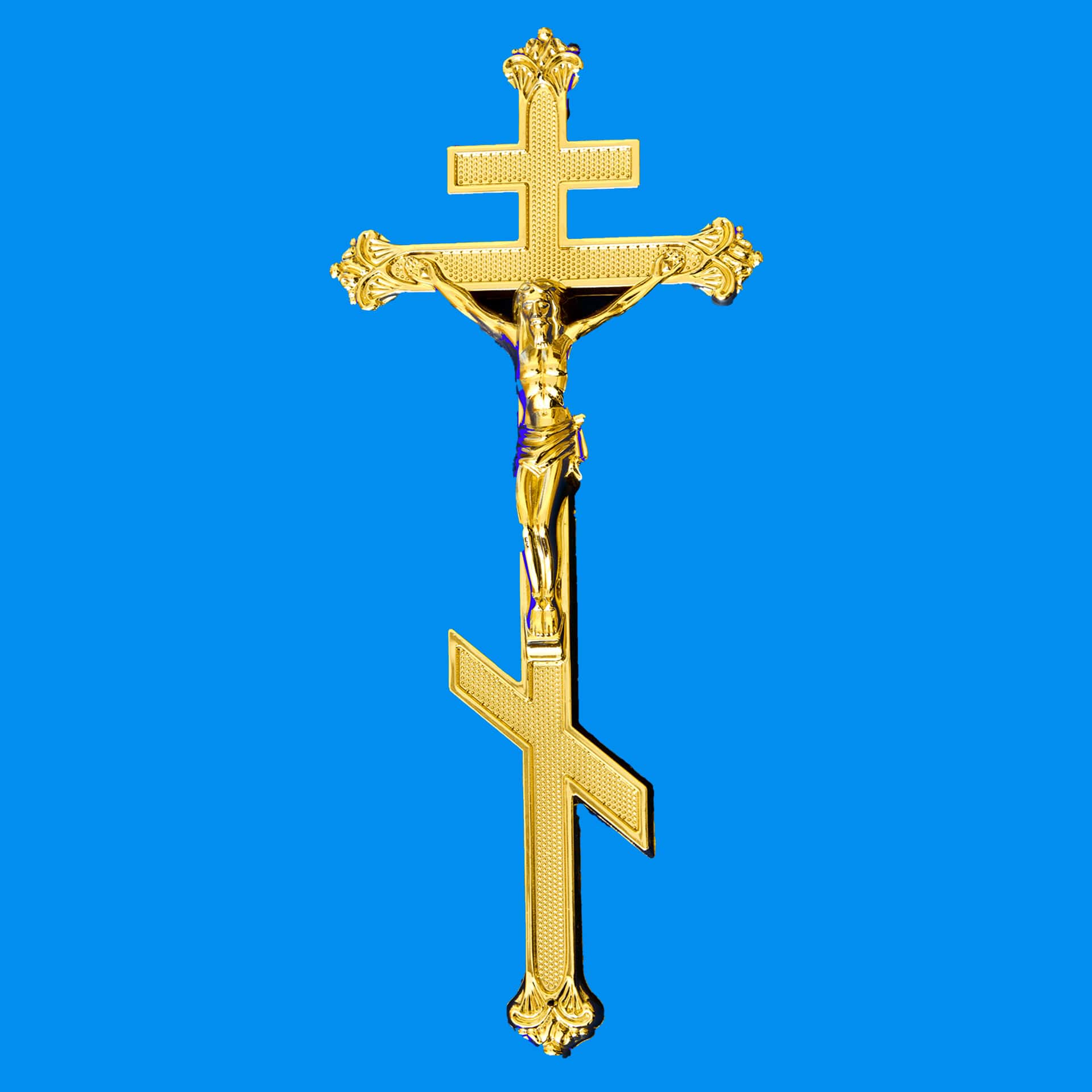 2304 Крест "Ажурный "из пластмассы с распятием, 415х180 мм