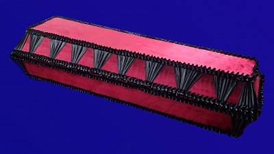 97117-1 Гроб "Крон" из ткани бархат стрейч и атлас с матрацем, стандарт