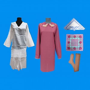 35752 Комплект женский "Вентус х/б": платье из габардина, нижн.бельё х/б, чулки, плат нос,платок гол