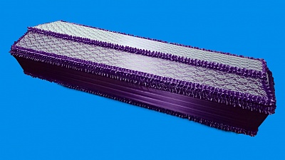 97075-1 Гроб "Вуаль" из ткани атлас и гипюр c матрацем, стандарт